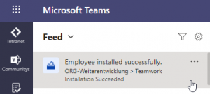 Hinweis im Activity Feed in Teams
