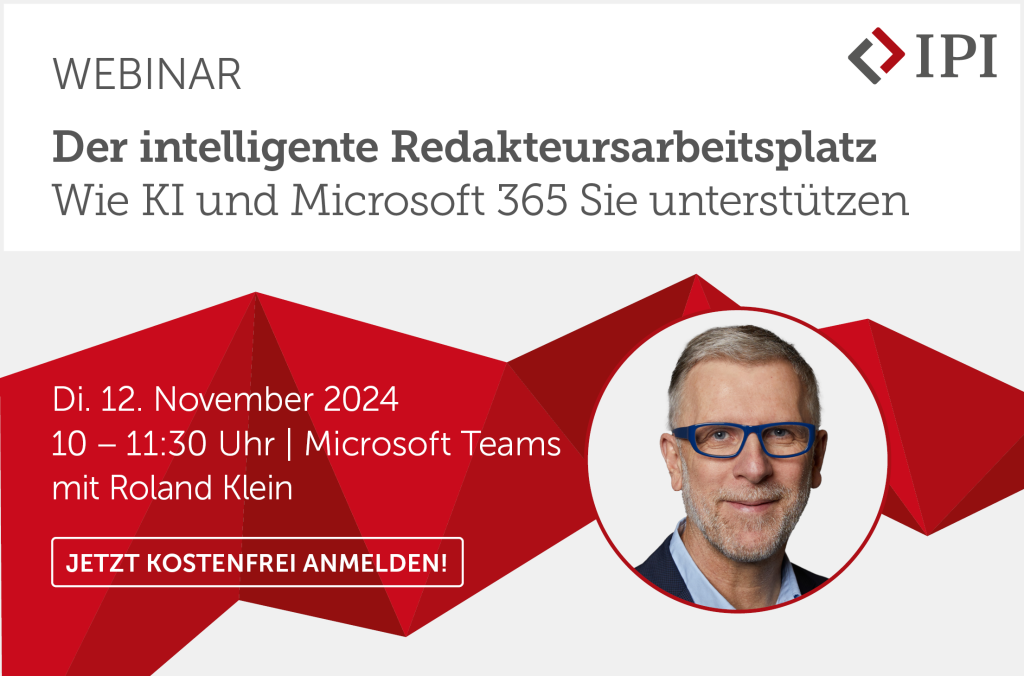 IPI Webinar Redakteursarbeitsplatz